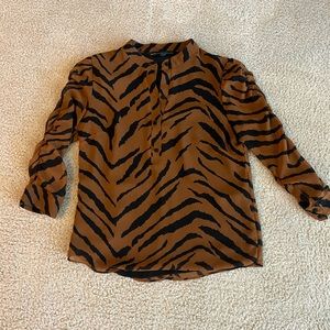 White House Black Market Animal Print Blouse 3/4 Sleeves